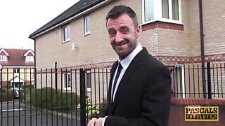 Mature British whore anally drilled hard before swallowing